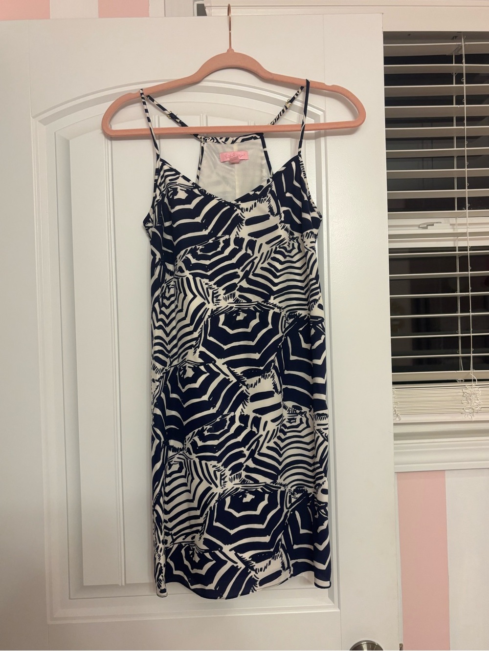 Lilly Pulitzer Navy and White Abstract Print Slip Dress